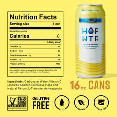 Close-up of HOP WTR Lemonade can highlights IPA-inspired aroma.