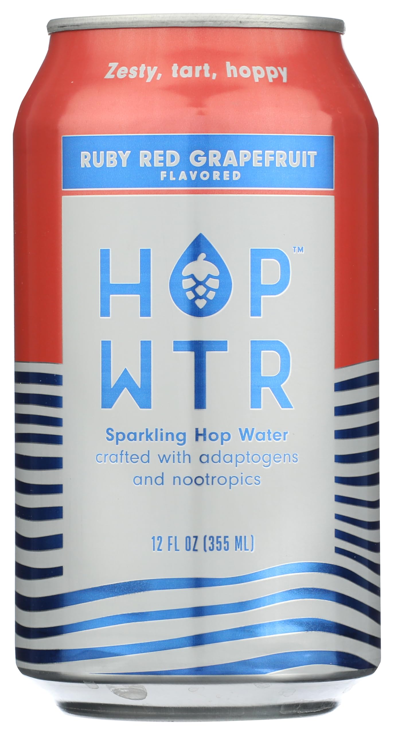 HOP WTR Ruby Red Grapefruit can front, bold hops flavor, zero calories