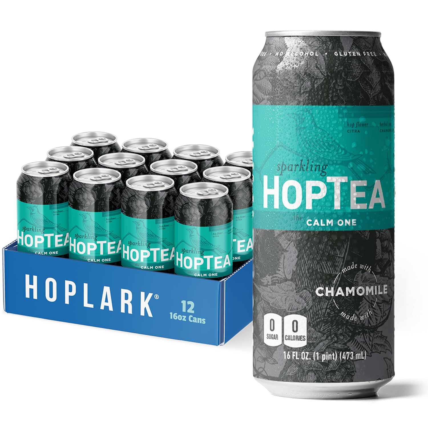 Hoplark Calm One glass with chamomile and citrus notes, a soothing caffeine-free choice.