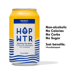 HOP WTR mango can offers tropical sweetness with zero calories.