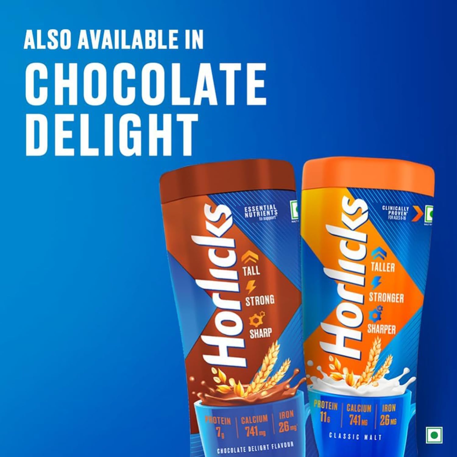 Milk being poured into Horlicks to create a creamy beverage you can enjoy.