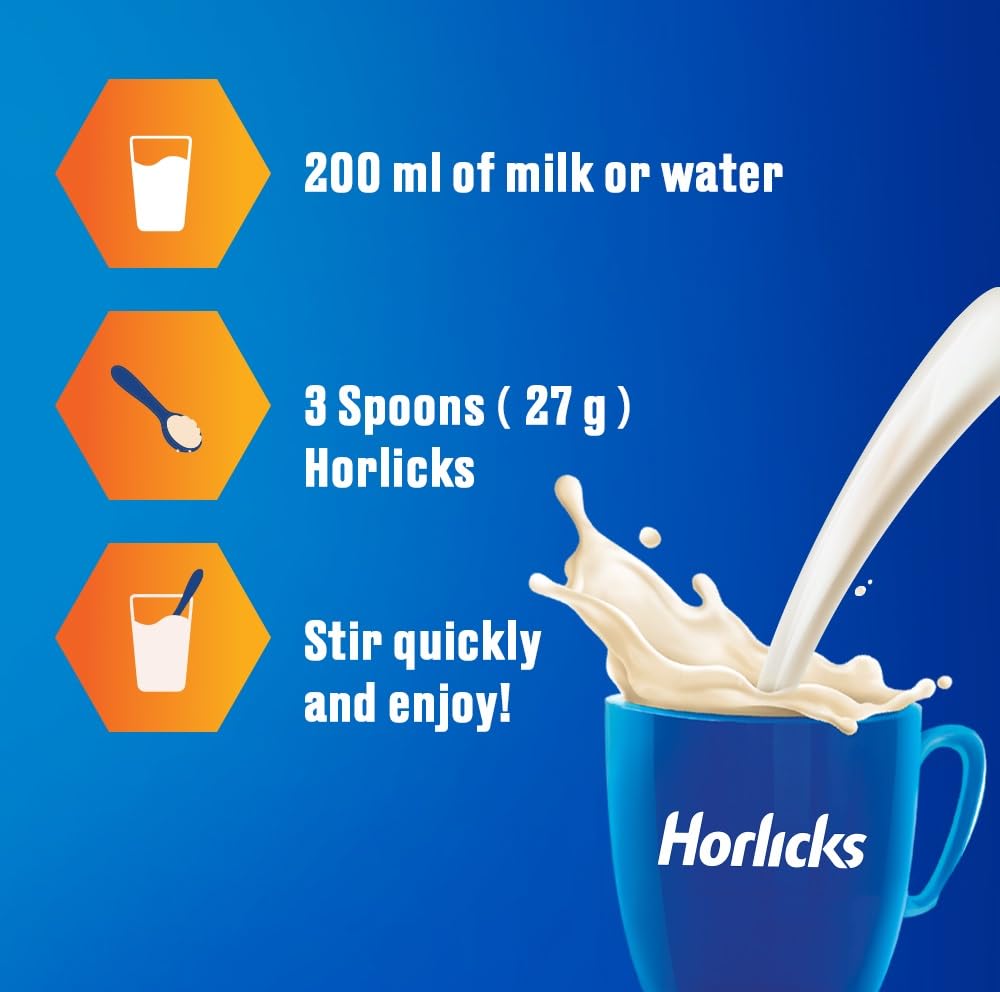 Horlicks Original Malt stirred beverage; smooth texture in minutes.