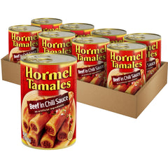 Hormel Beef Tamales 8-Pack front view, convenient ready-to-eat family dinner option.