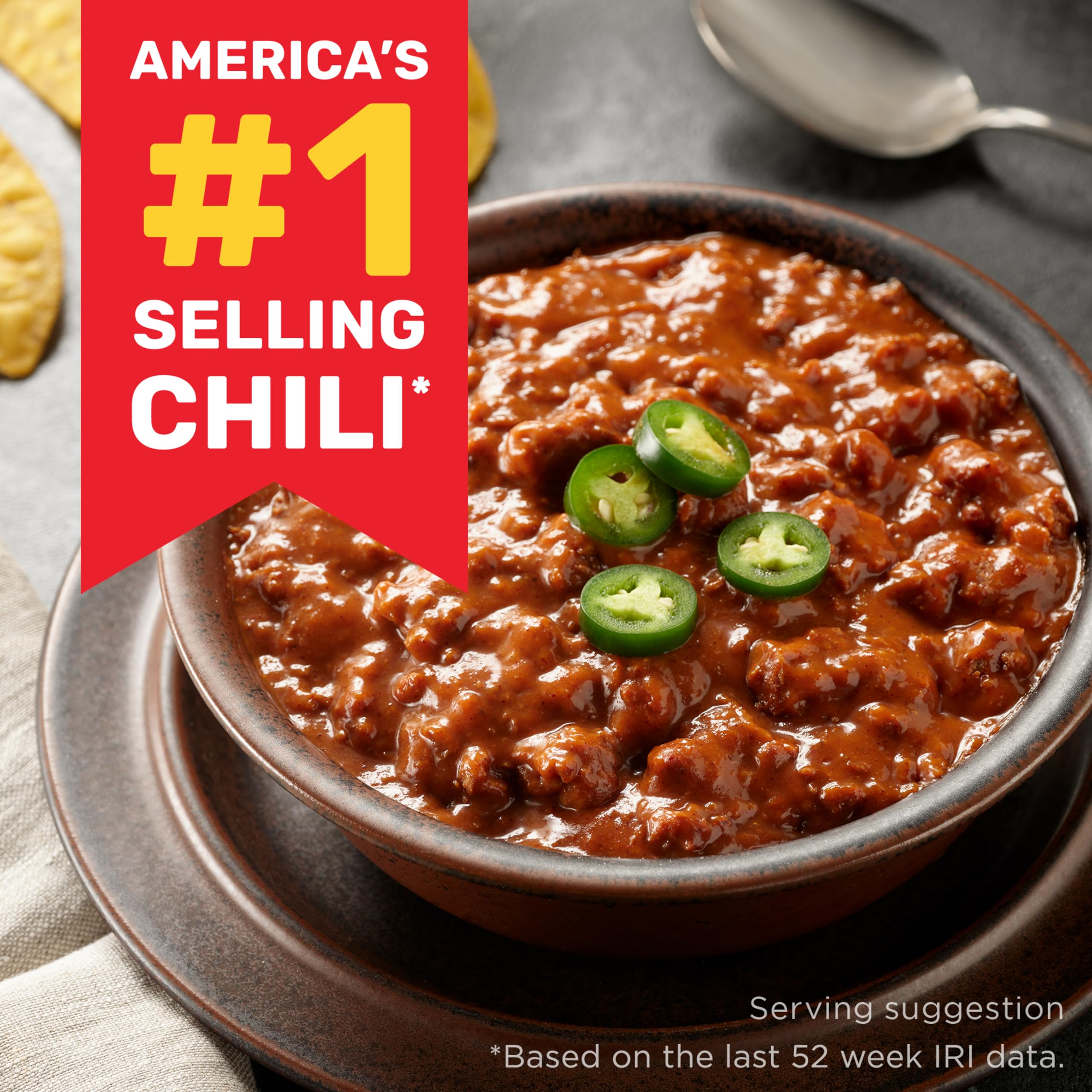 Hormel Chili No Beans macaroni and cheese topping for family meals.