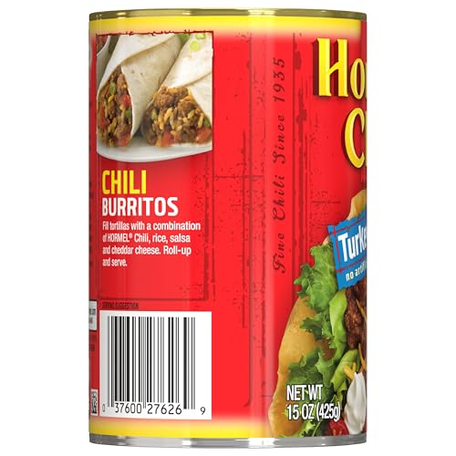 Mac and cheese topped with Hormel Chili Turkey No Beans adds protein.