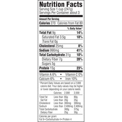 Hormel Chili with Beans label closeup highlighting ingredients and no artificial ingredients