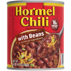HORMEL Chili with Beans can-front ideal for quick weeknight meals.