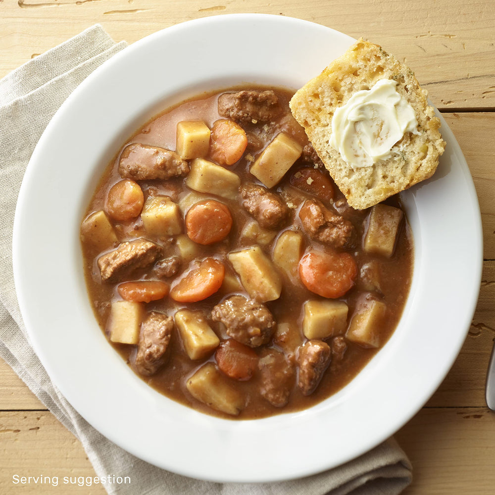 Hormel Chili with Beans and DINTY MOORE Beef Stew variety-pack front view.