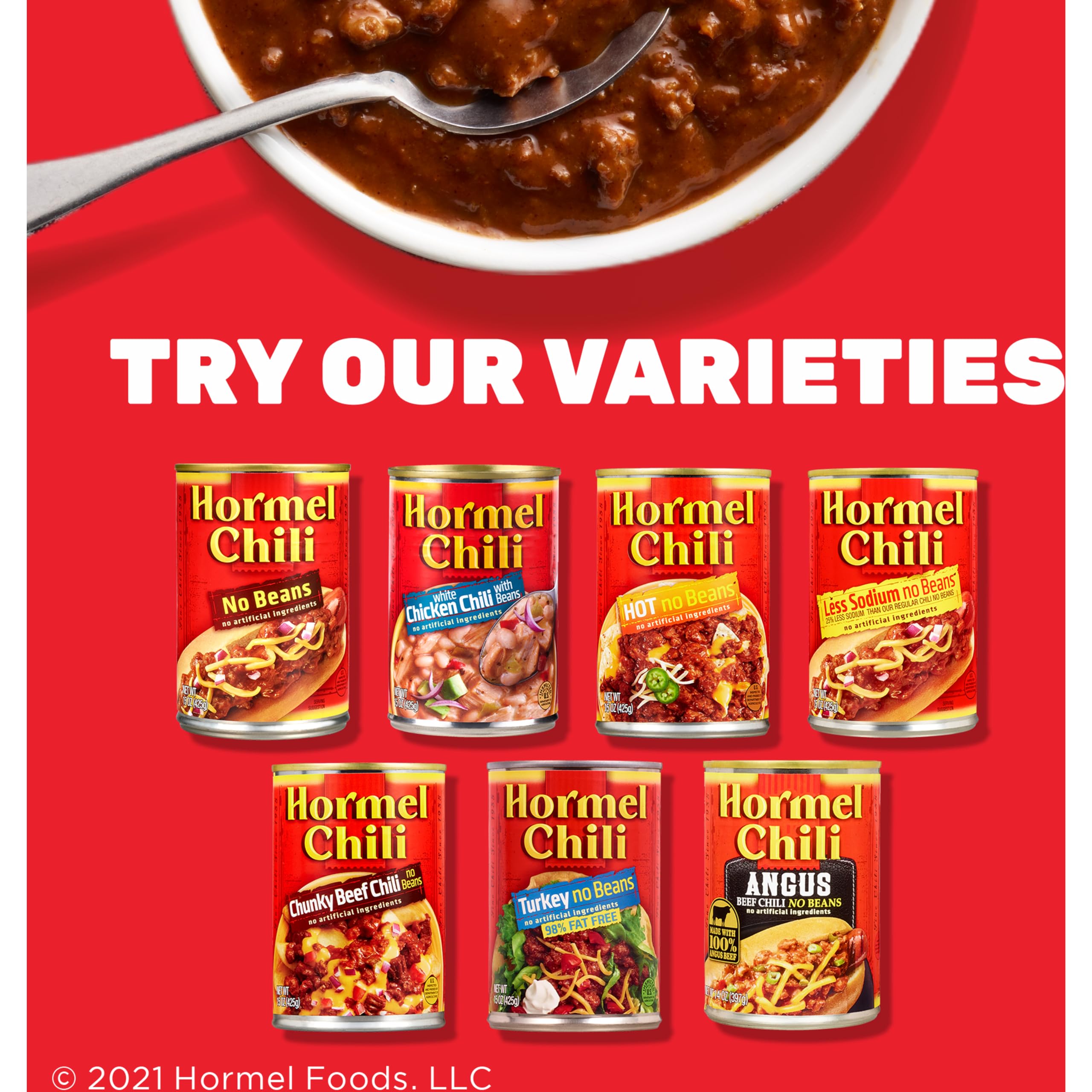 HORMEL Chili with Beans open-can-pour enables quick meals.