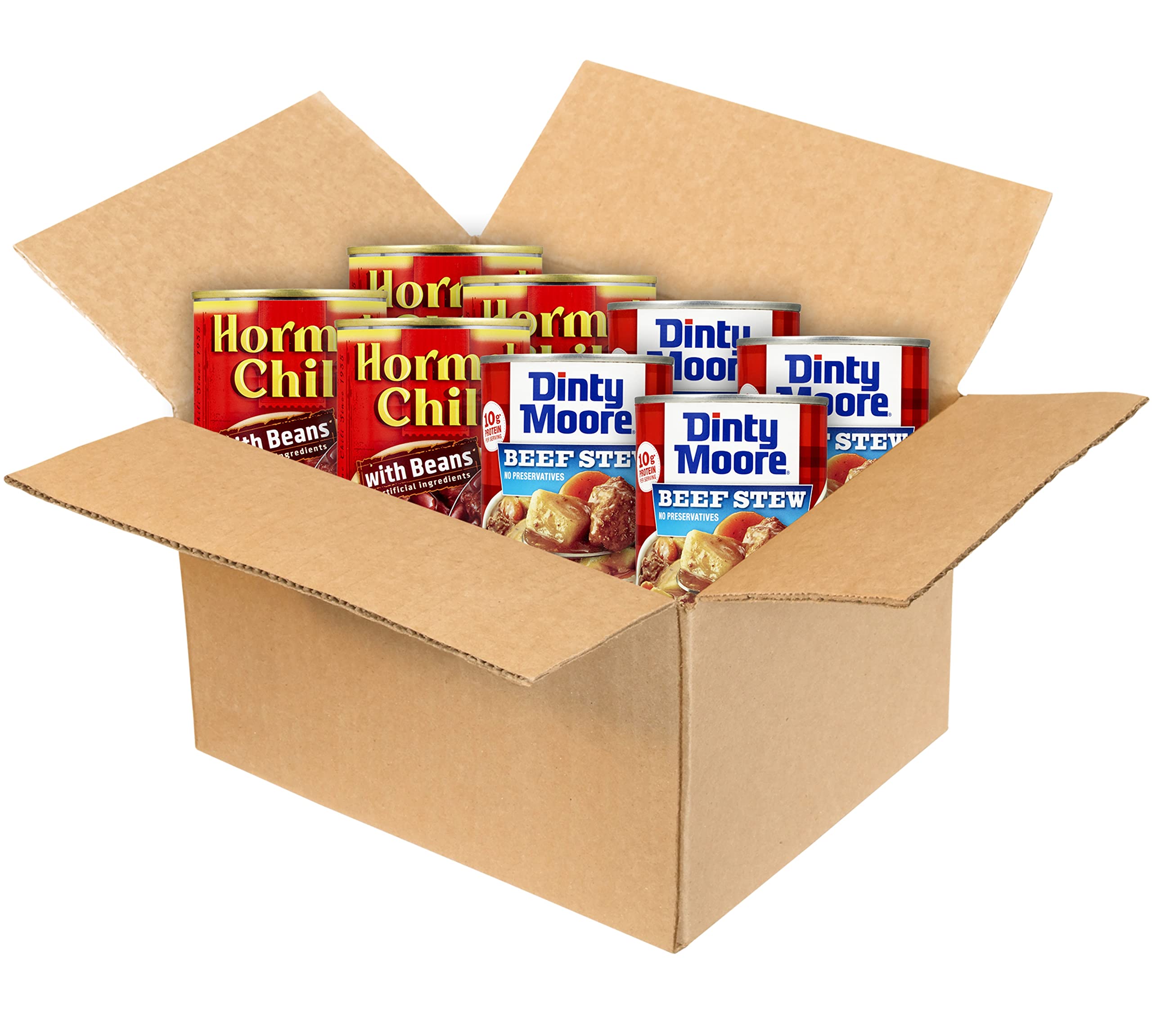 Hormel Chili with Beans pack shot; convenient heat-and-serve option.