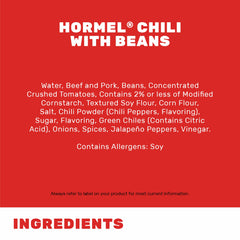 Served bowl of Hormel Chili with Beans showcasing texture