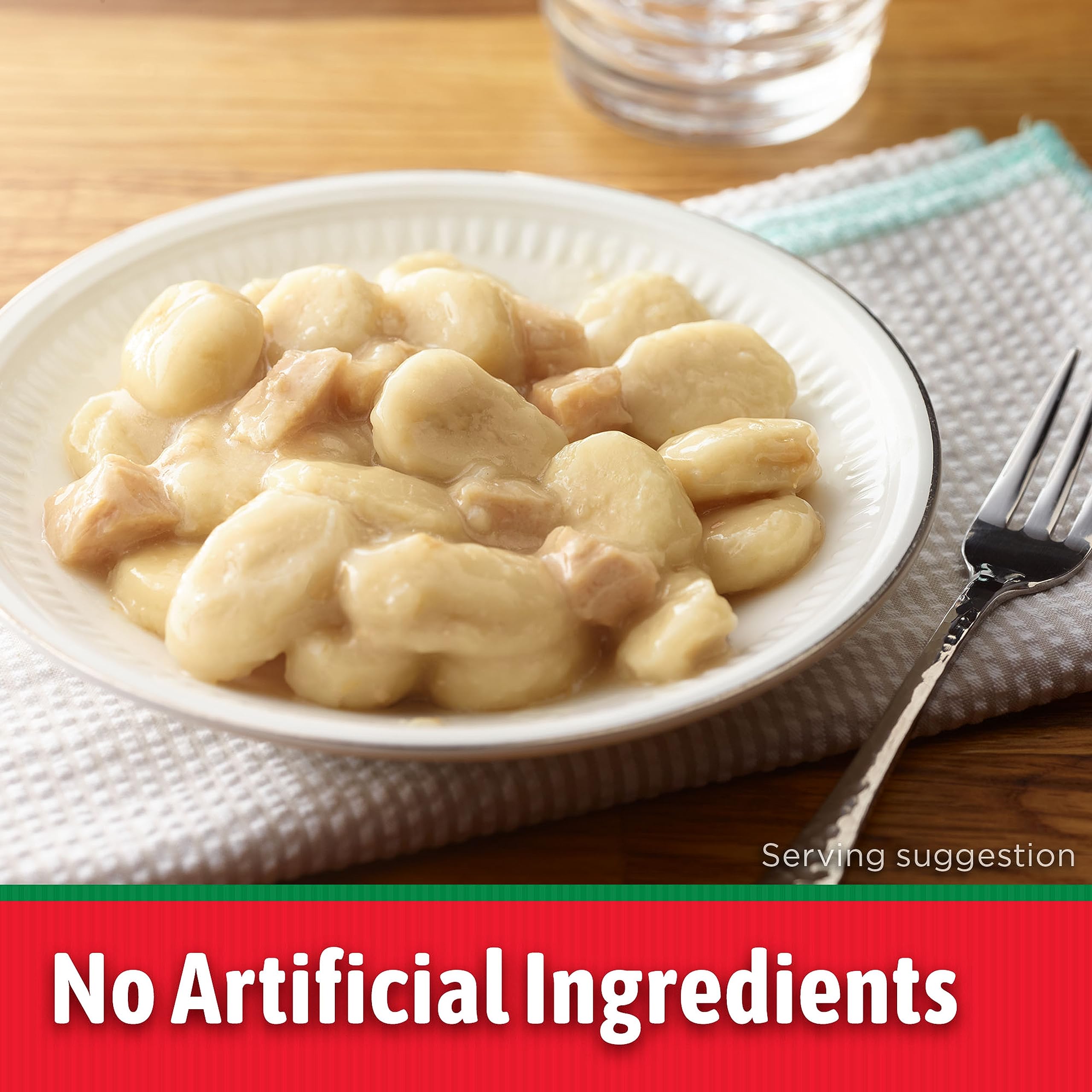 Shelf-stable HORMEL COMPLEATS meal requires no refrigeration until opened.