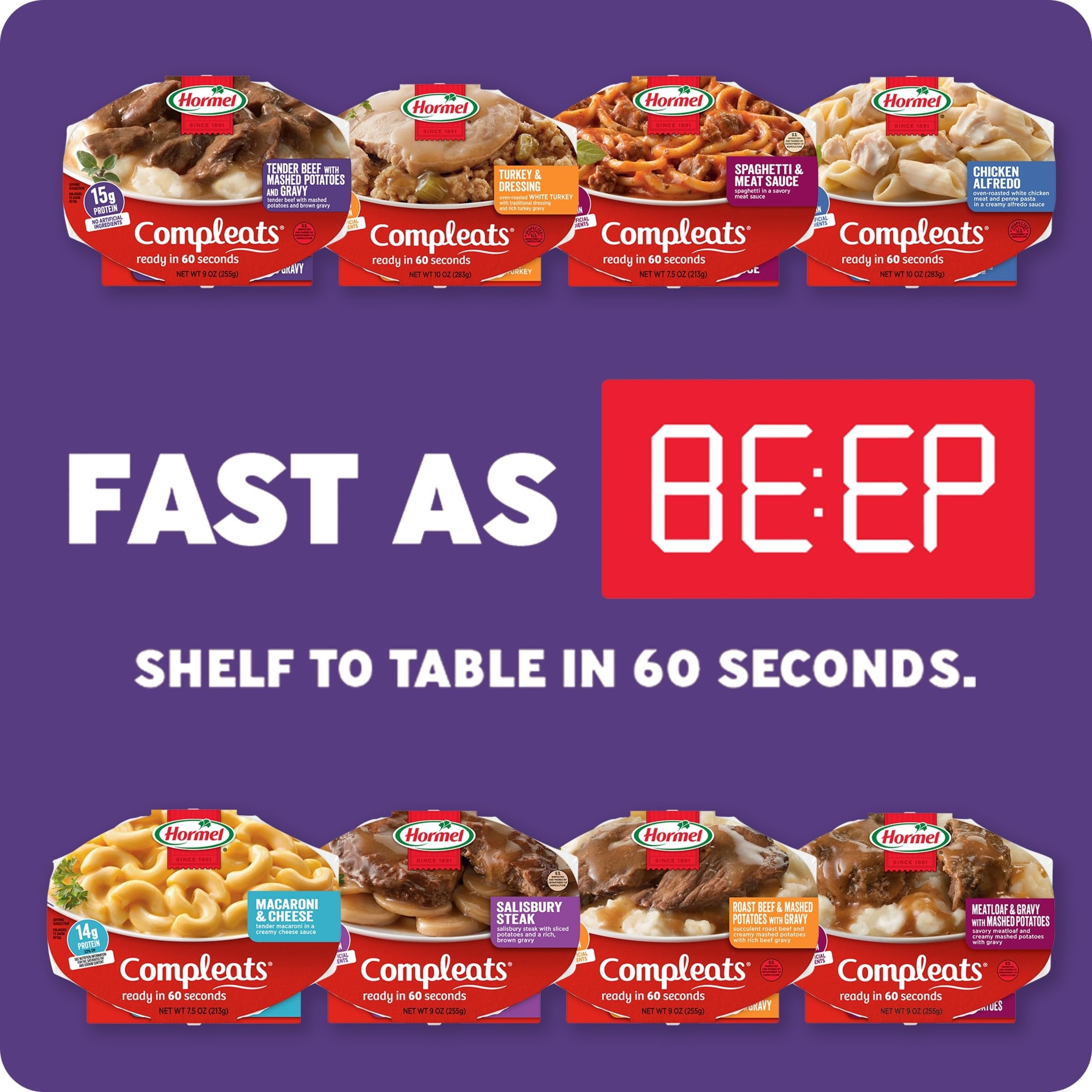 Family enjoys Hormel Compleats at the table.