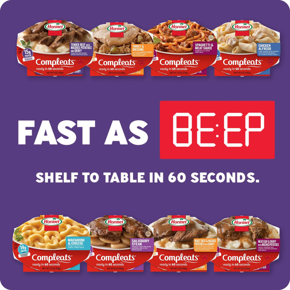 Family enjoys Hormel Compleats at the table.