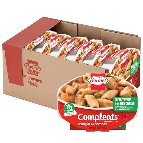 Hormel Compleats Italian Chicken & Penne creamy herb sauce close-up