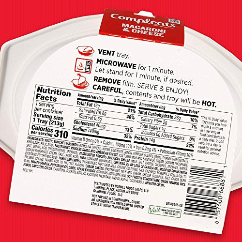 HORMEL COMPLEATS macaroni cheese serving ready for easy, mess-free meals.