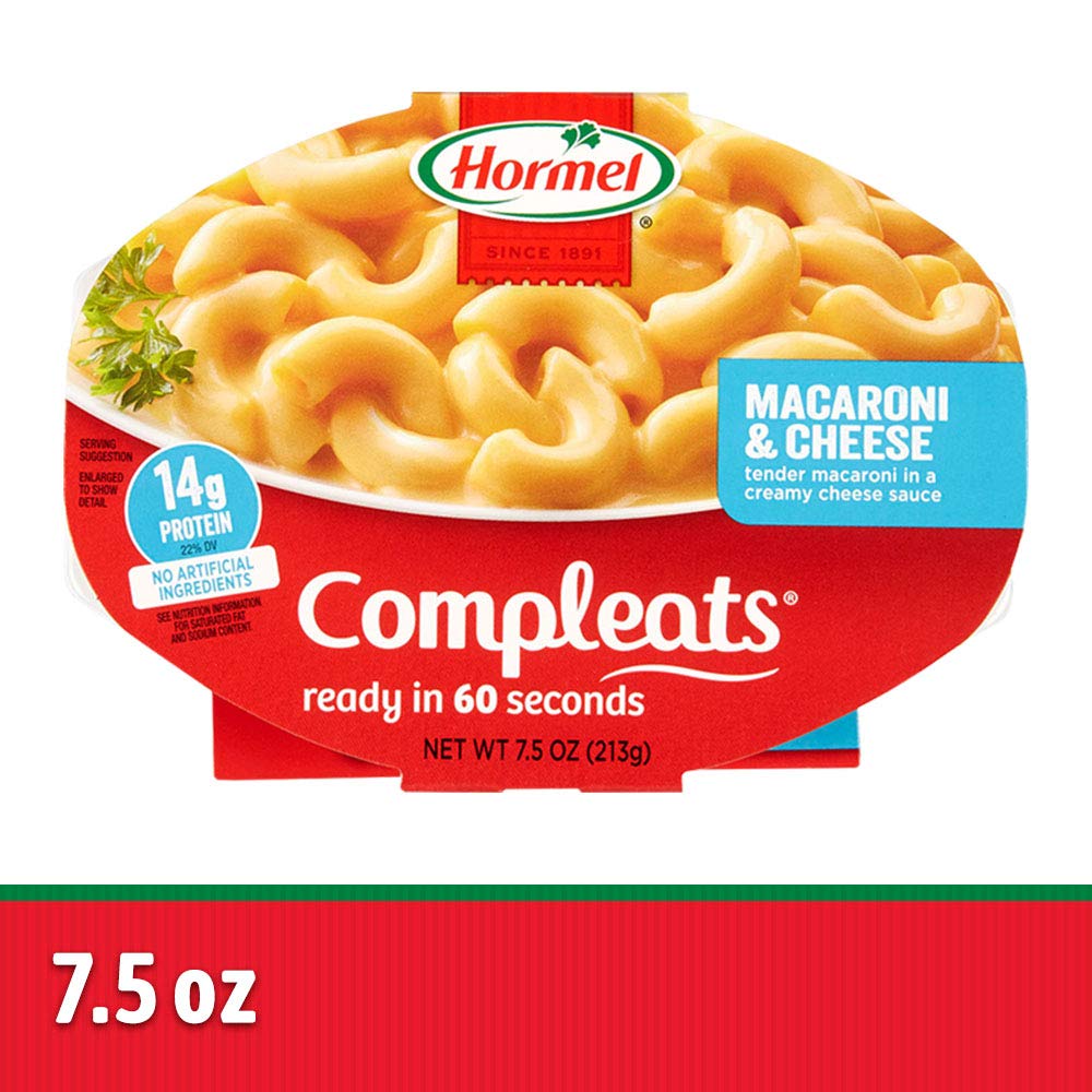 HORMEL COMPLEATS macaroni cheese tender pasta in a convenient package.