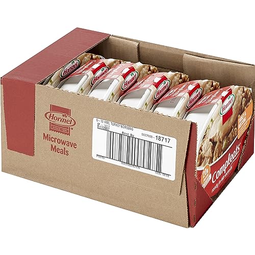 HORMEL COMPLEATS turkey-dressing-tray gravy close-up highlights rich sauce.