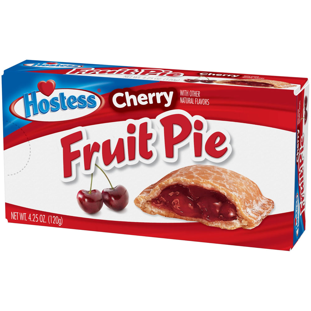 Hostess Cherry Fruit Pies brand logo, trusted nostalgic snack.