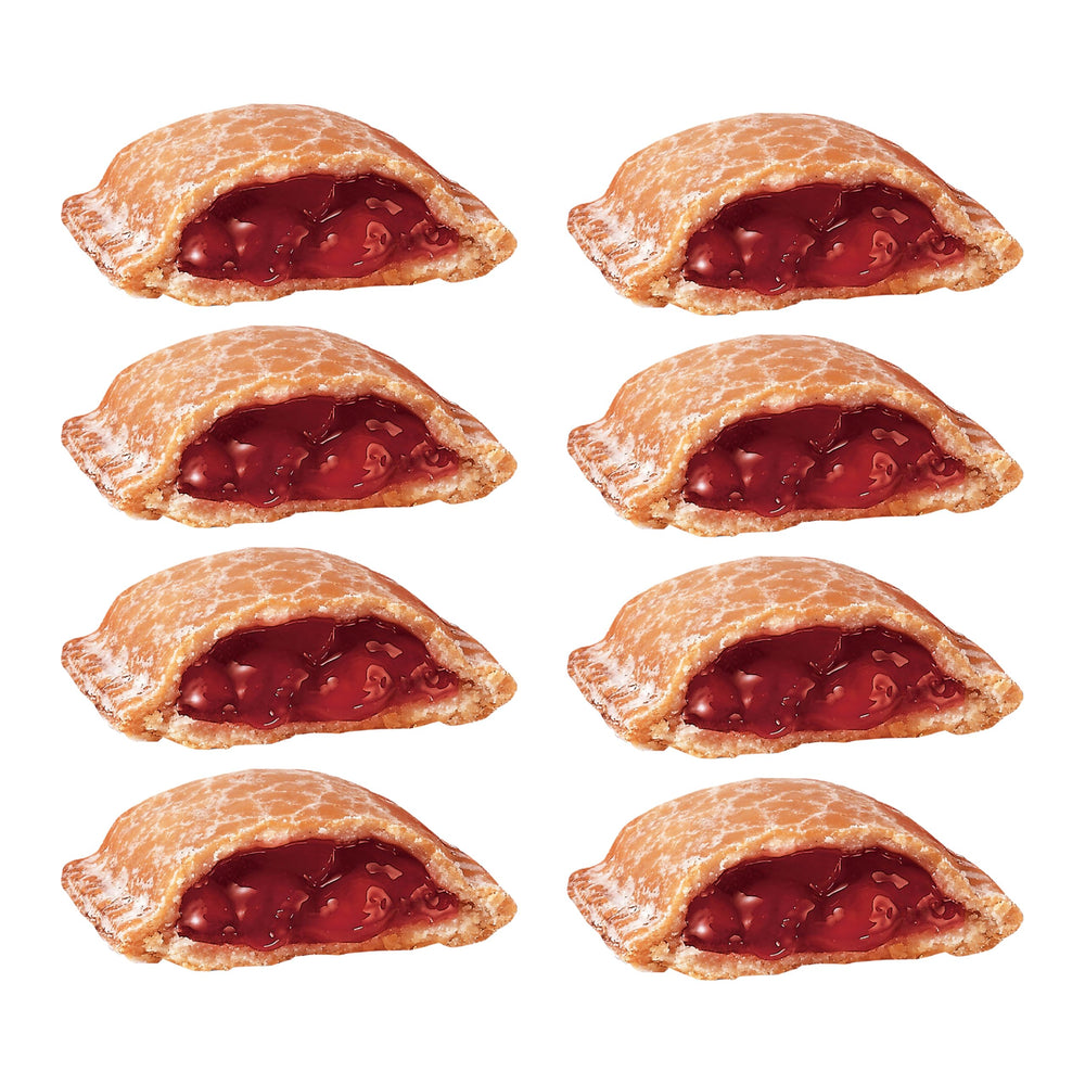 Hostess Cherry Fruit Pies cross-section, vibrant cherry filling inside.