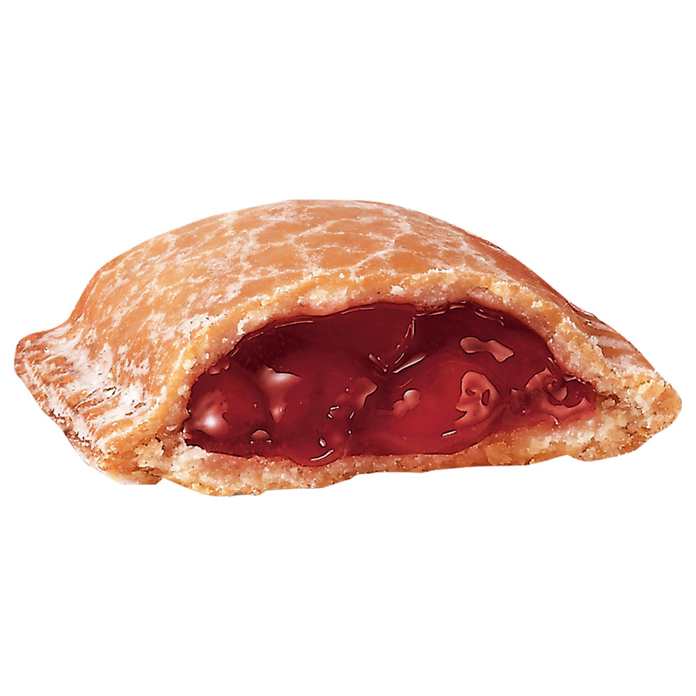 Hostess Cherry Fruit Pies on plate with milk, snack pairing.