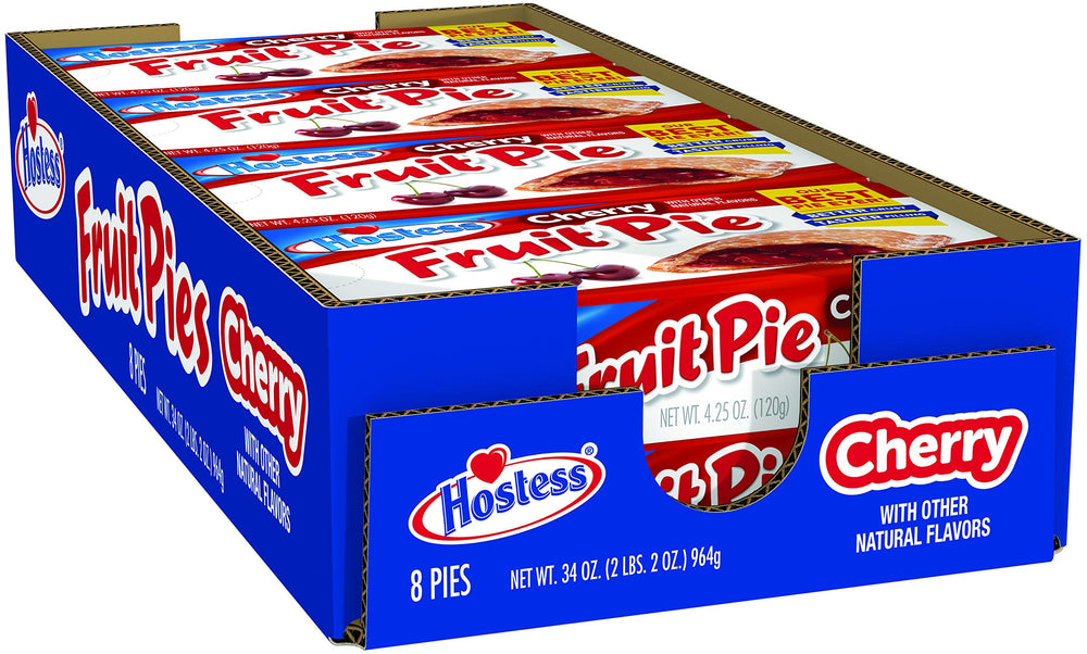 Hostess Cherry Fruit Pies open pack with pies displayed.