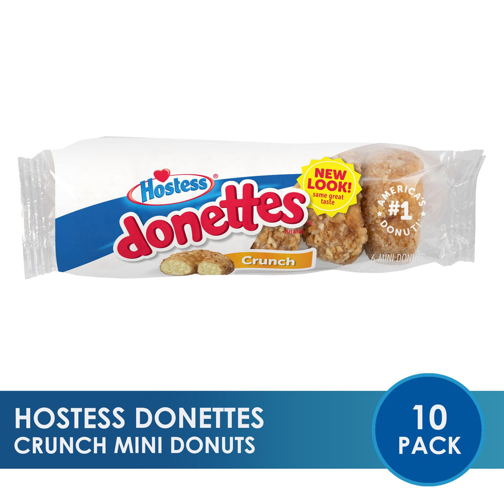 Close-up of coconut-crunch topping on a Hostess Crunch Donettes donut.