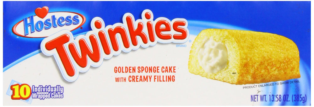 Hostess Twinkies pack of 10 cakes inside, convenient shareable treat.