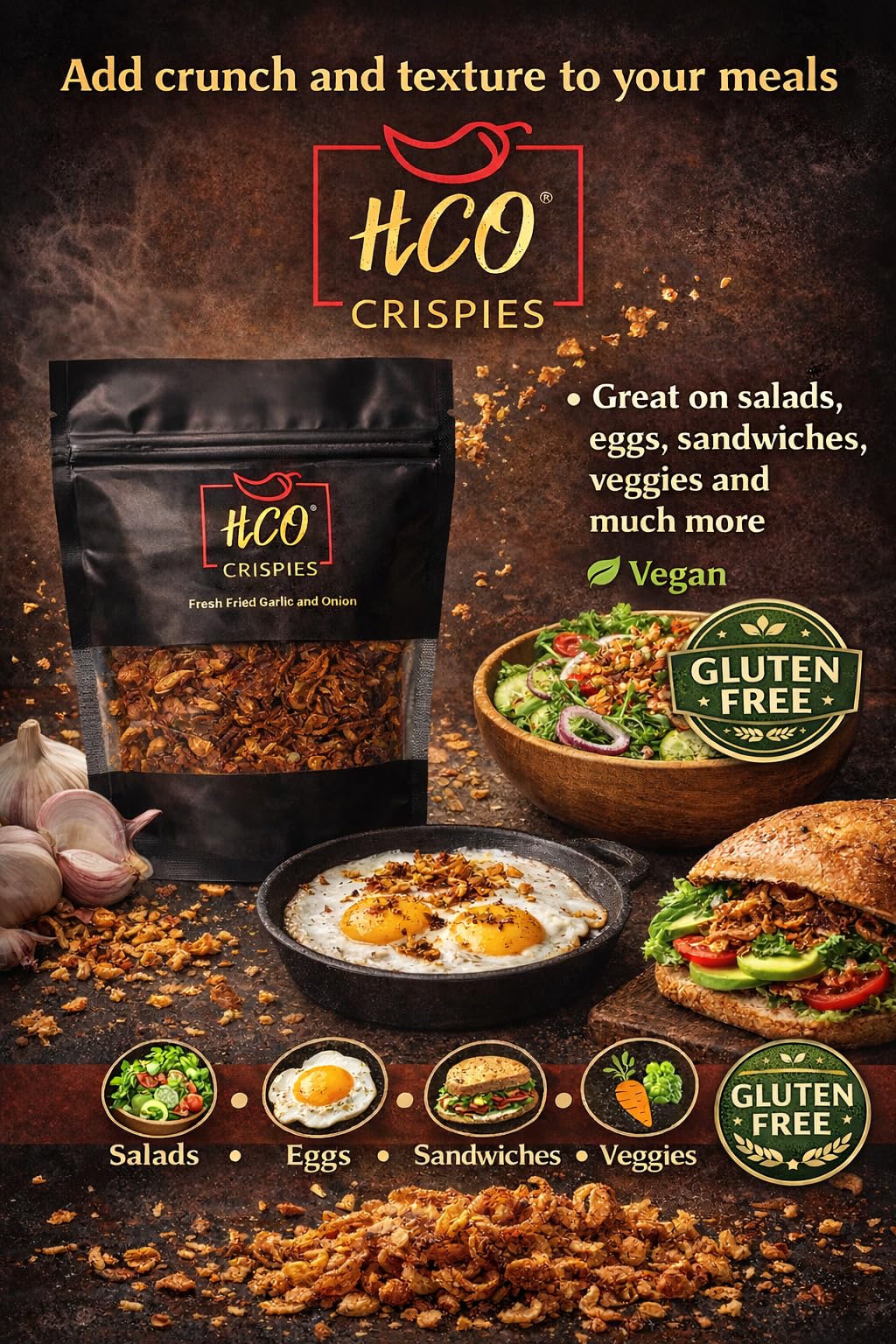 Hot Crispy Oil Crispies sprinkled on dishes for savory, aroma-rich flavor.