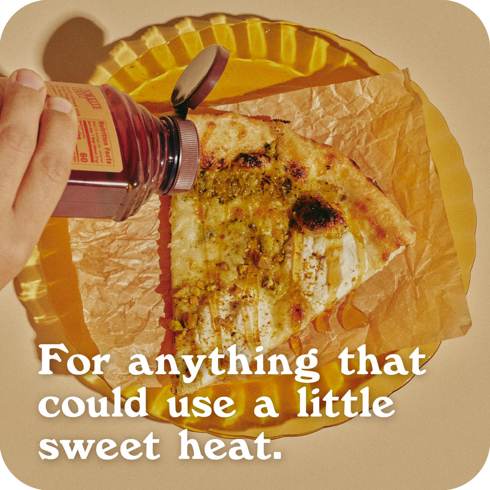 IN THE RAW Hot Honey drizzle over ice cream for a warm-sweet contrast.
