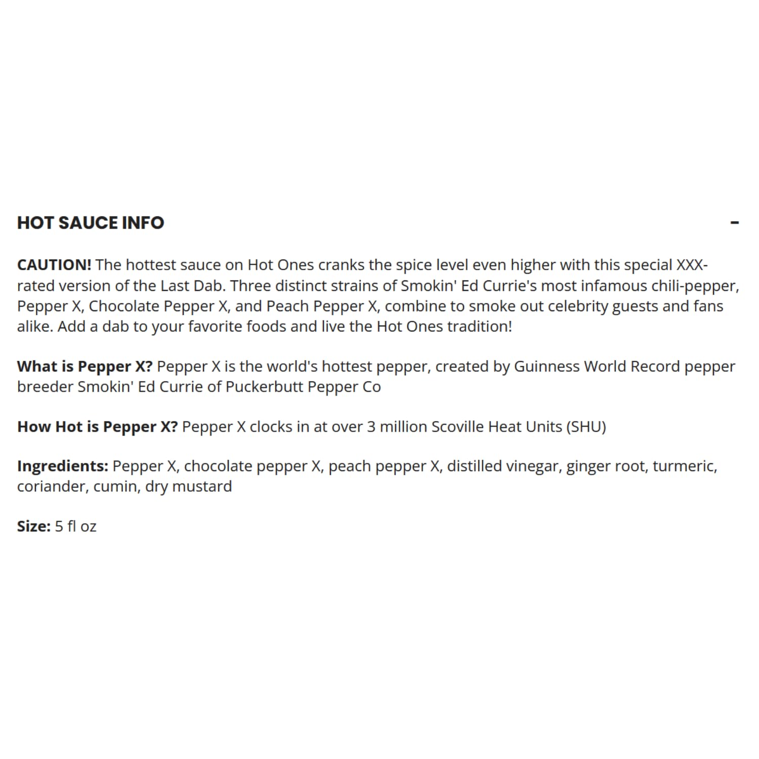 Ingredient panel highlights natural ingredients and Pepper X sourcing
