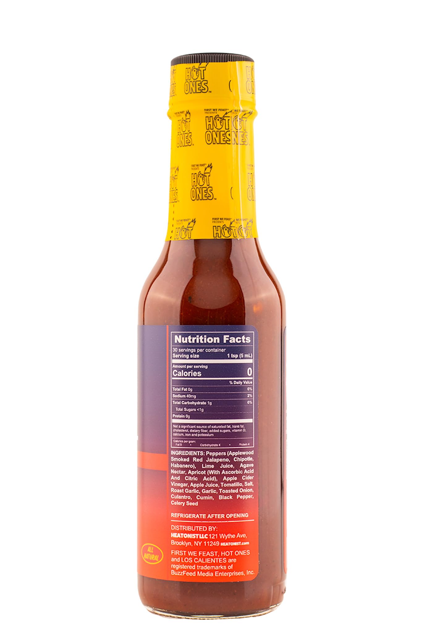 Hot Ones Los Calientes ingredients list showing peppers and culantro for depth