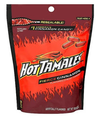 Hot Tamales cinnamon-candies-closeup highlighting bold, fiery flavor for snacking.