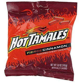 Hot Tamales Fierce Cinnamon 5oz bag presents a bold candy for spicy, flavorful snacking.