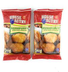 House Autry extra-sweet onion hushpuppy mix front label, ready for quick frying.