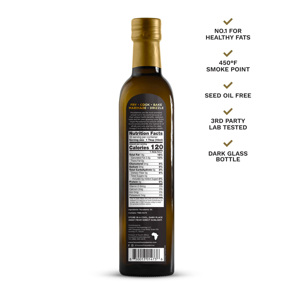 House of Macadamias oil pour showing smooth flow for dressings