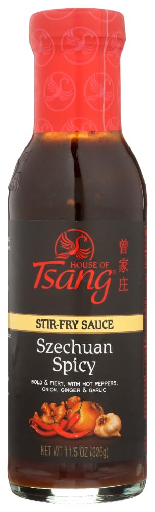 House of Tsang Szechuan Spicy Sauce bottle pour for bold stir-fries