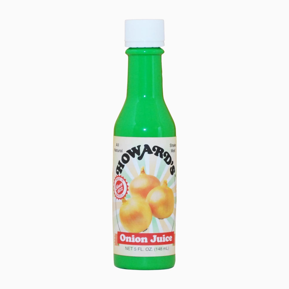 Howard's Onion Juice bottle front showcasing natural onion flavor for everyday cooking