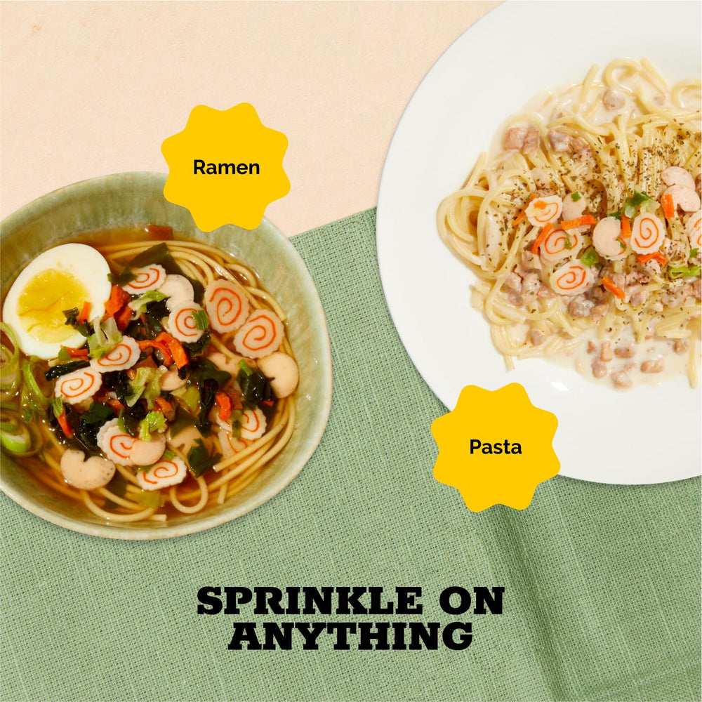 HOXY packaging close-up; Korean-origin topping for noodles