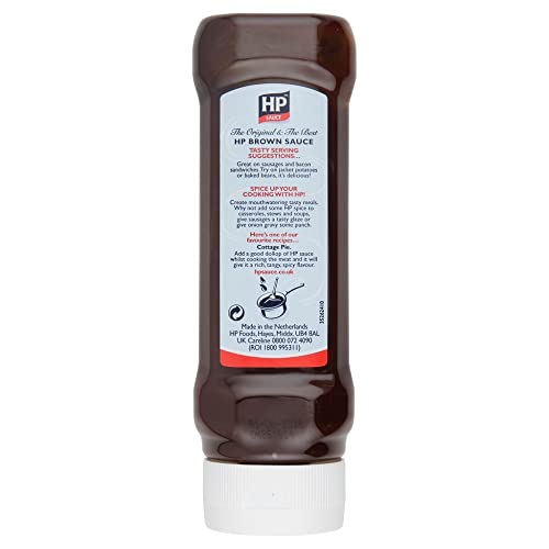 HP Sauce Squeezy 450g bottle pour showing mess-free dispensing