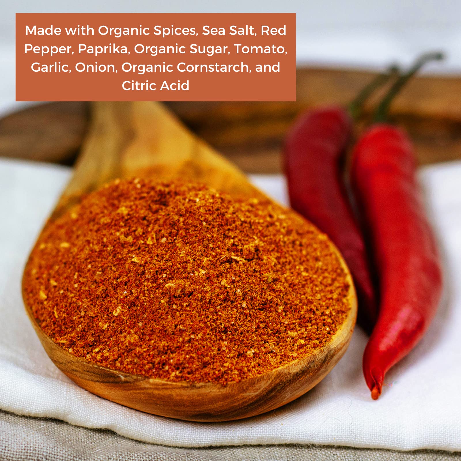 HqO Organic Taco Seasoning kitchen setup with bowl and spices