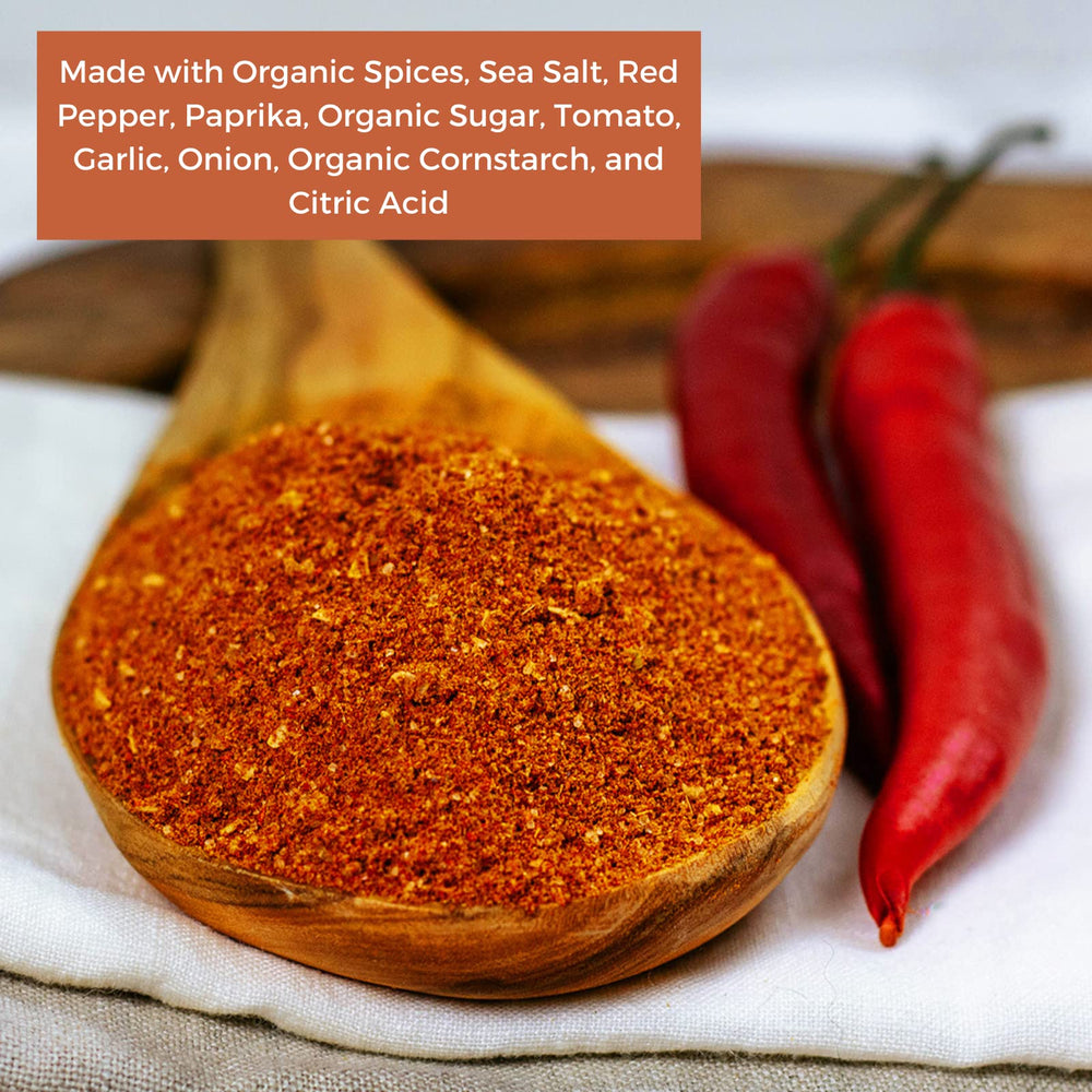 HqO Organic Taco Seasoning kitchen setup with bowl and spices
