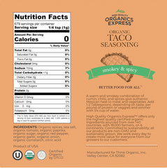 HqO Organic Taco Seasoning spice blend close-up with smoky heat