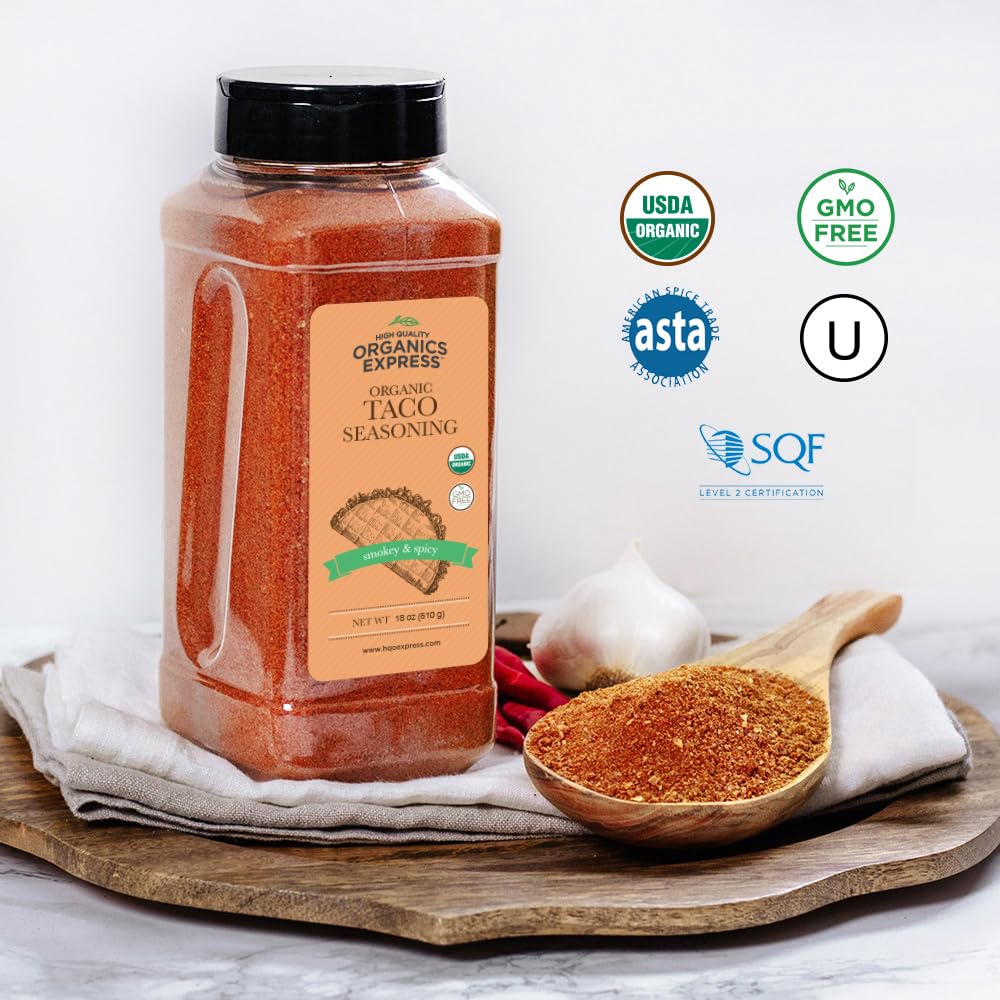 HqO Organic Taco Seasoning on tacos-ready dish demonstrates versatile flavor