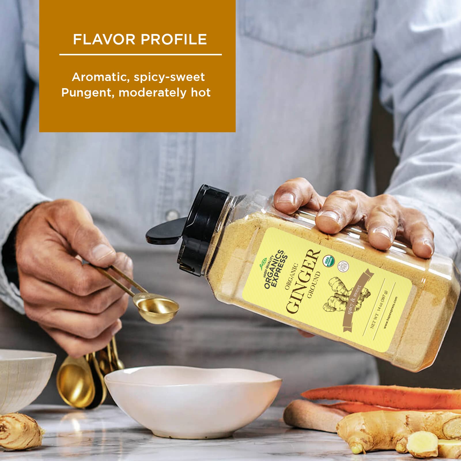 HQOExpress Ginger Spice Rub Marinade provides bold heat for savory dishes.