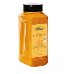 HQOExpress ground turmeric powder jar highlighting rich golden color for curries.