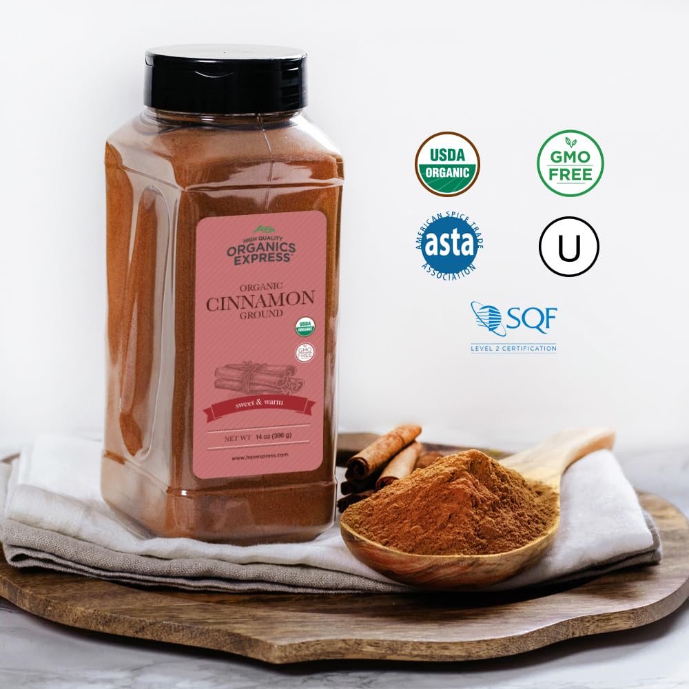 HQOExpress ground cinnamon pour for easy sprinkling on desserts and drinks.