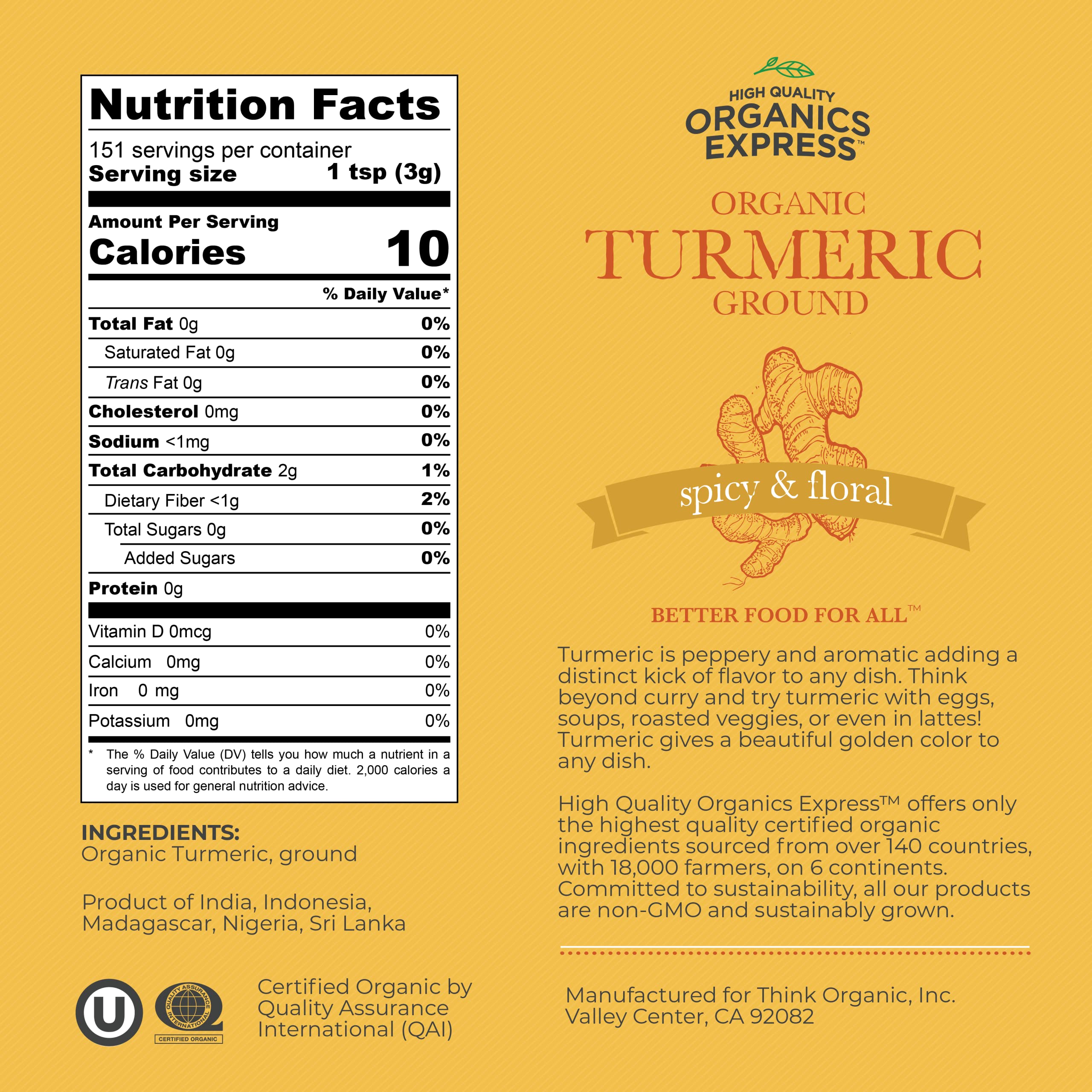 HQOExpress turmeric powder pours from a jar for vibrant curry flavor