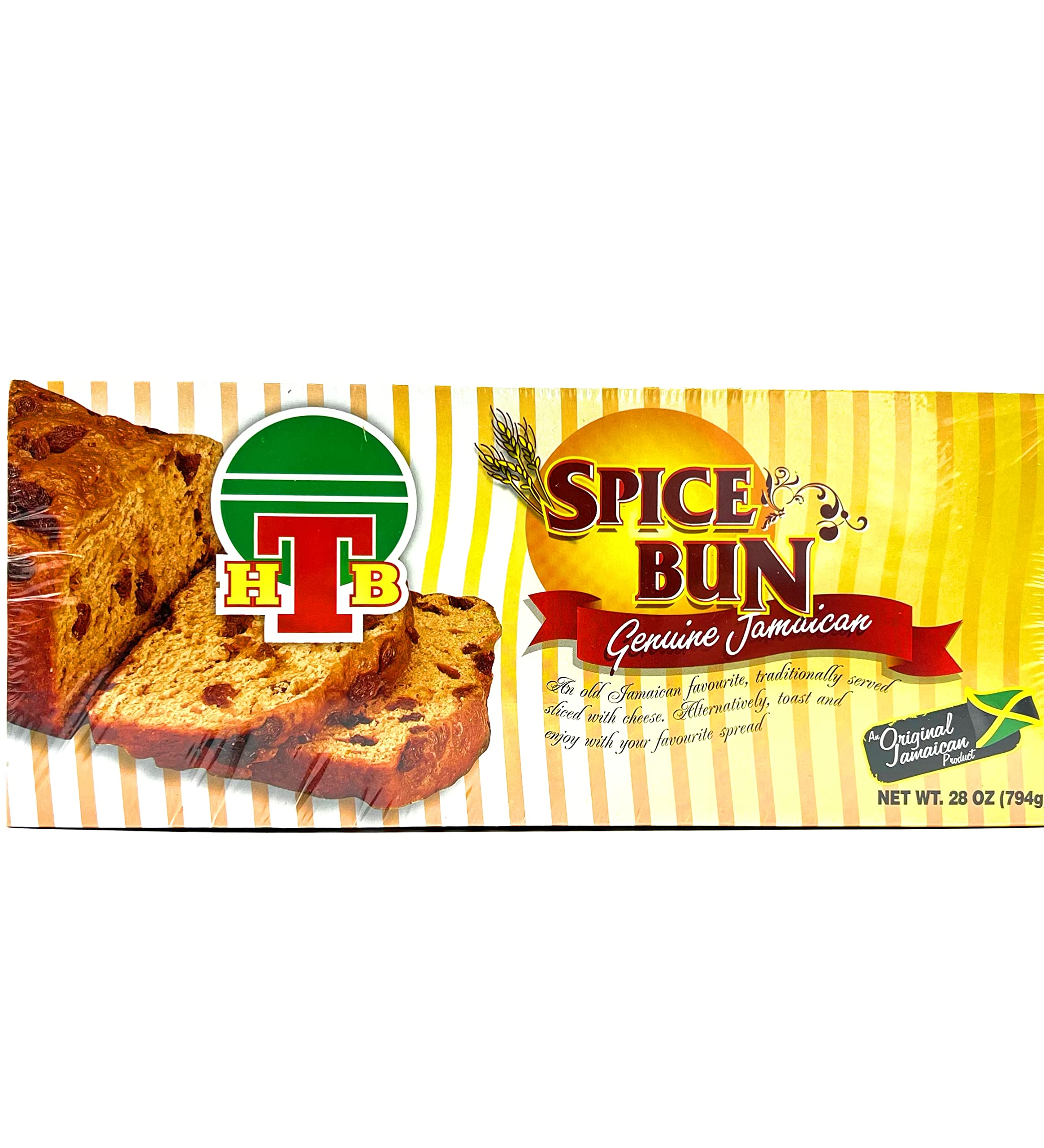 HTB Spice Bun 28oz packaging on shelf, convenient snack option for busy days.