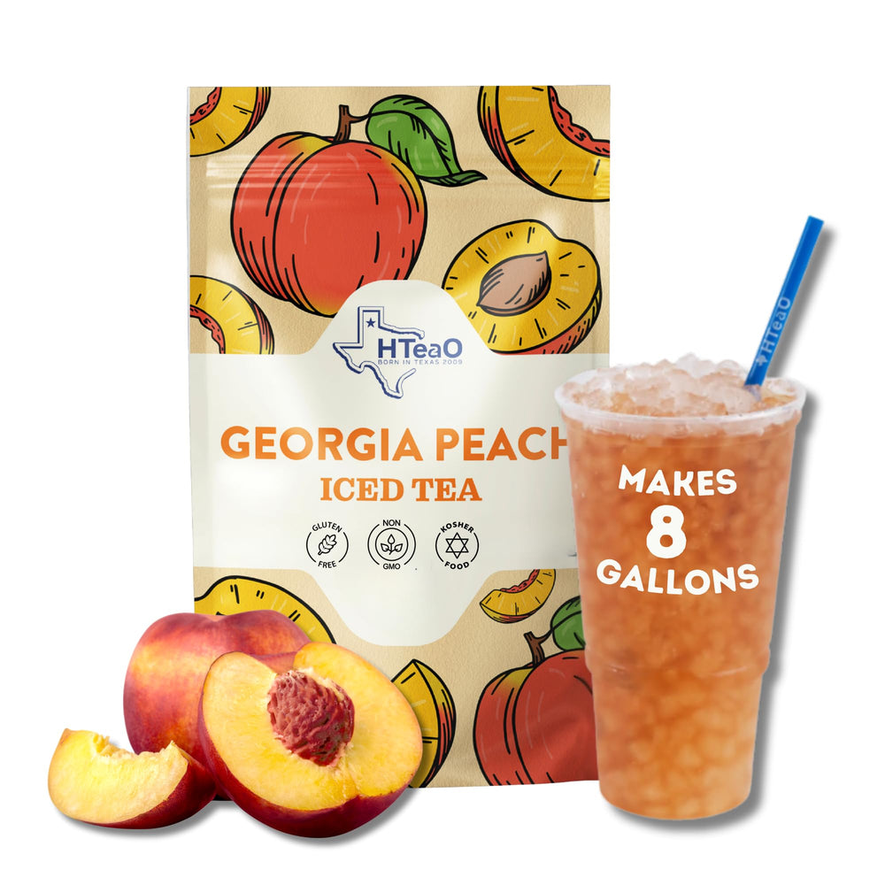 HTeAO Georgia Peach & Hibiscus tea bags packaging for quick party brewing